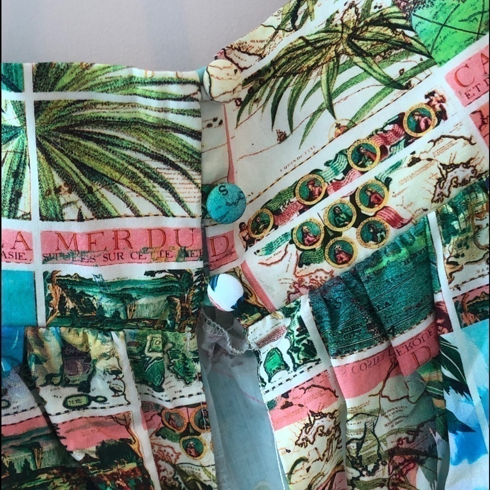 ASOS Off Shoulder Dress In Postcard And Stripe Print - Picture 7 of 16